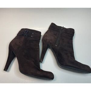 Enzo Angiolini Brown Pointed Toe Suede Booties 7